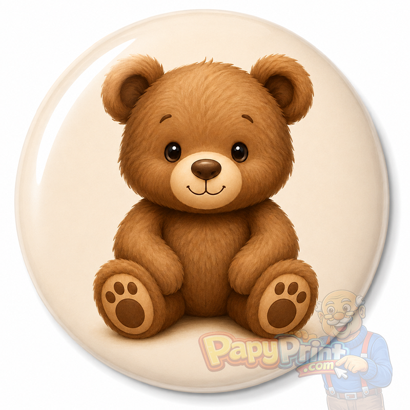 Badge Animaux "Ours Brun" 56 mm | Papy Print