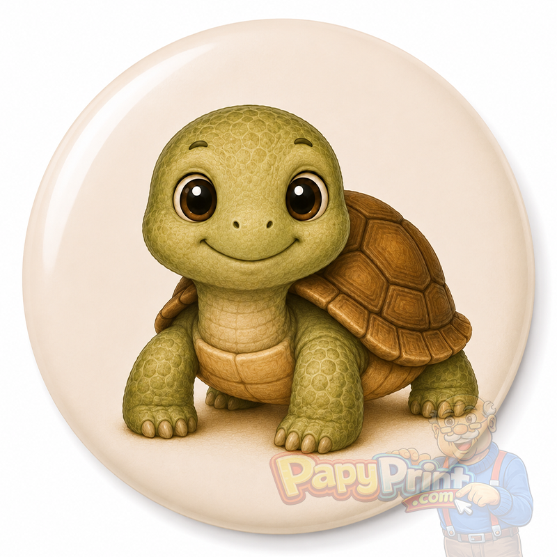 Badge Animaux "Tortue" 56 mm | Papy Print