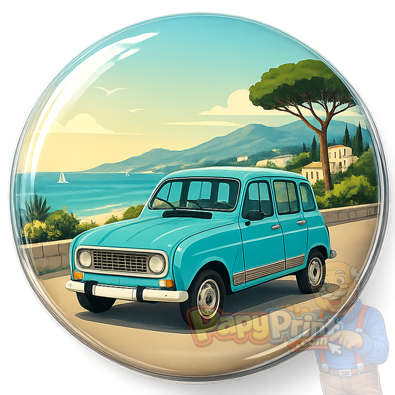Magnet Automobile "Renault 4L bleu"