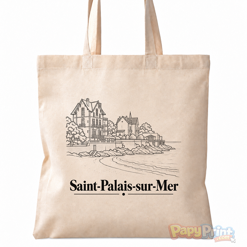 Tote-Bag en Coton 38/38cm - Commune de "Saint Palais sur Mer"