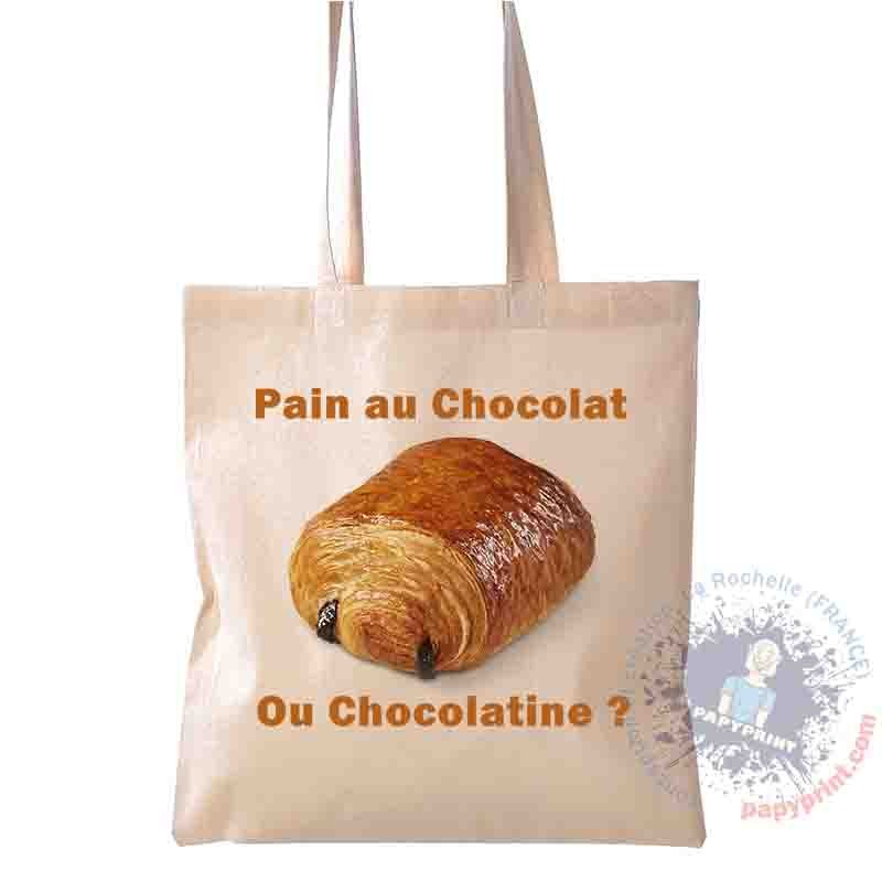 Tote-Bag Coton - Humoristique Pain au Chocolat ou Chocolatine